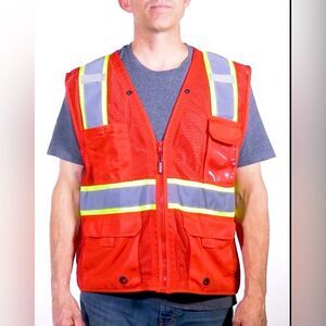 Kishigo B100 2X-3X Enhanced Visibility Multi-Pocket Mesh Vest-Red